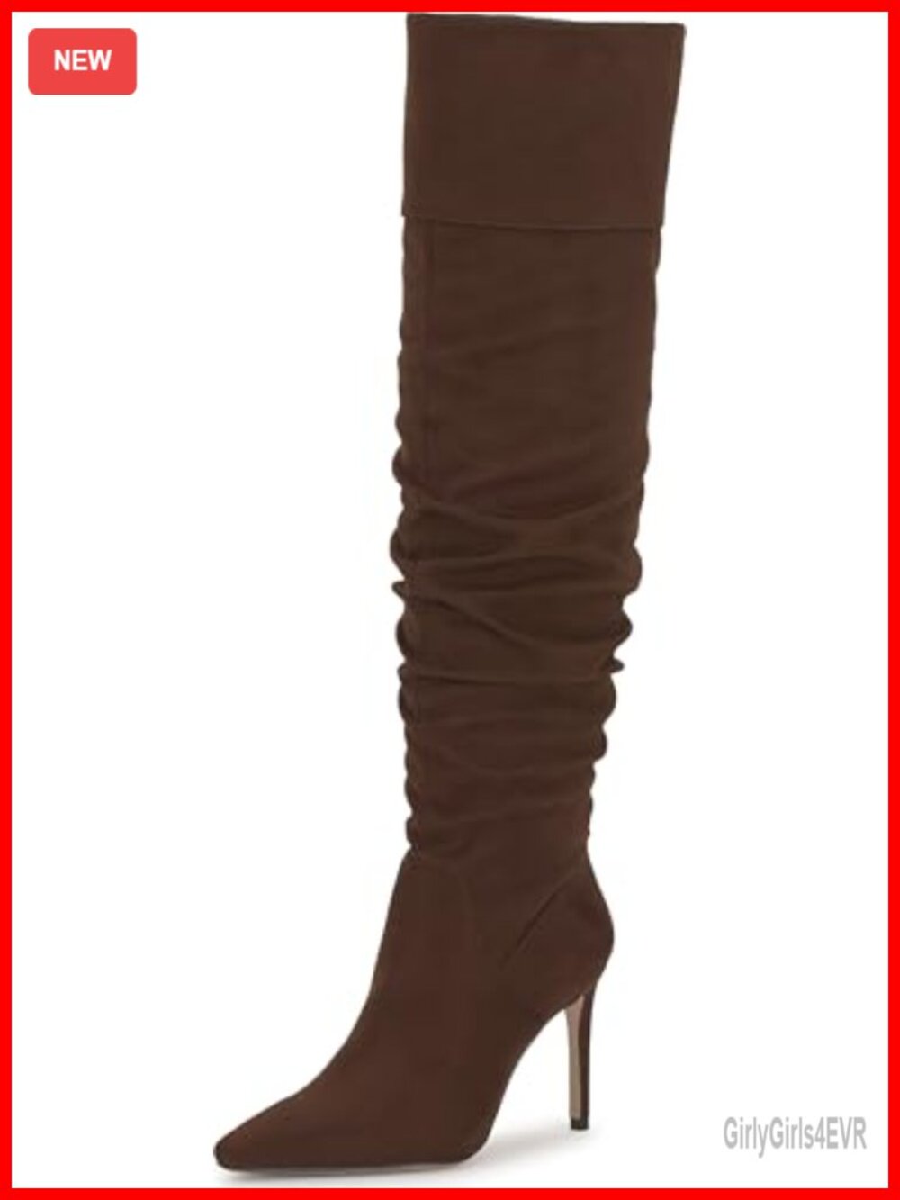 Faux Leather Over The Knee Slouch Boot Pointed Toe Stiletto Heel
